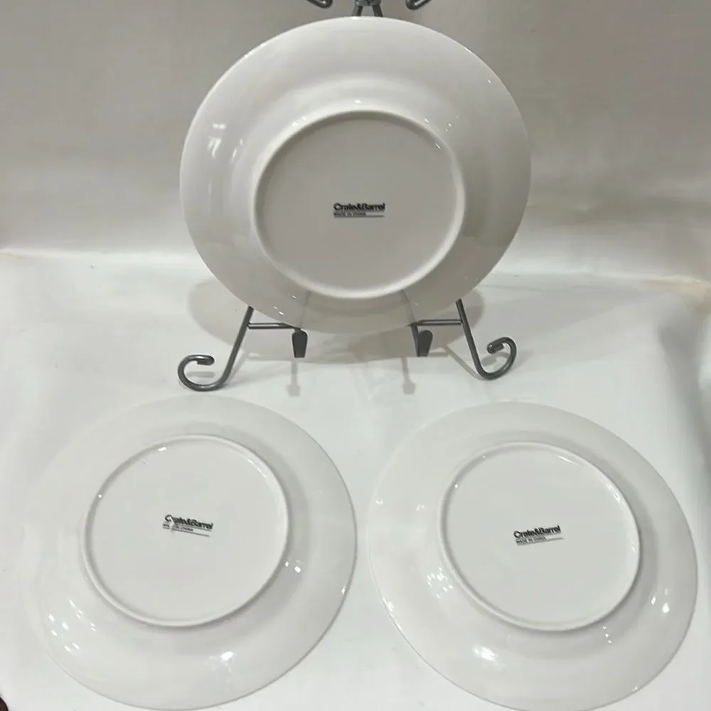 Crate and Barrel Salad Dessert Plates Set of 3 Plates Botanical Plates 7 1/2 In